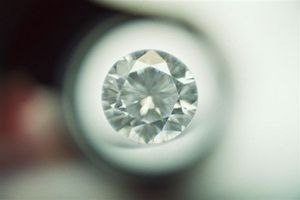 Antwerp diamond through jeweler's loupe